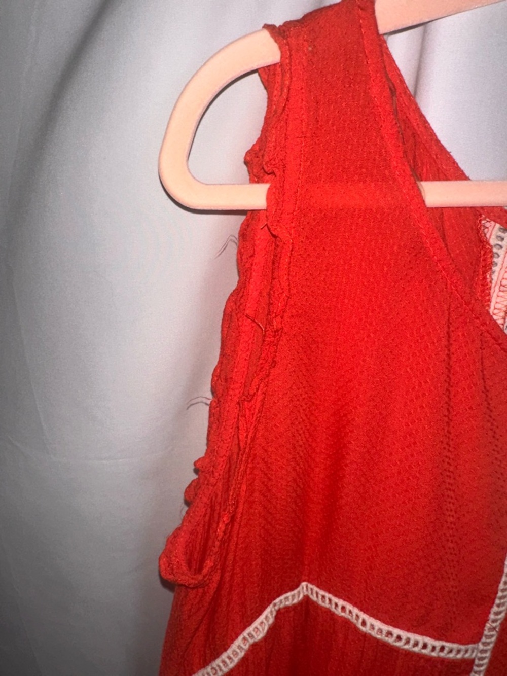 Umgee Red Tank Top with Cream Lace Insets - Picture 3 of 9